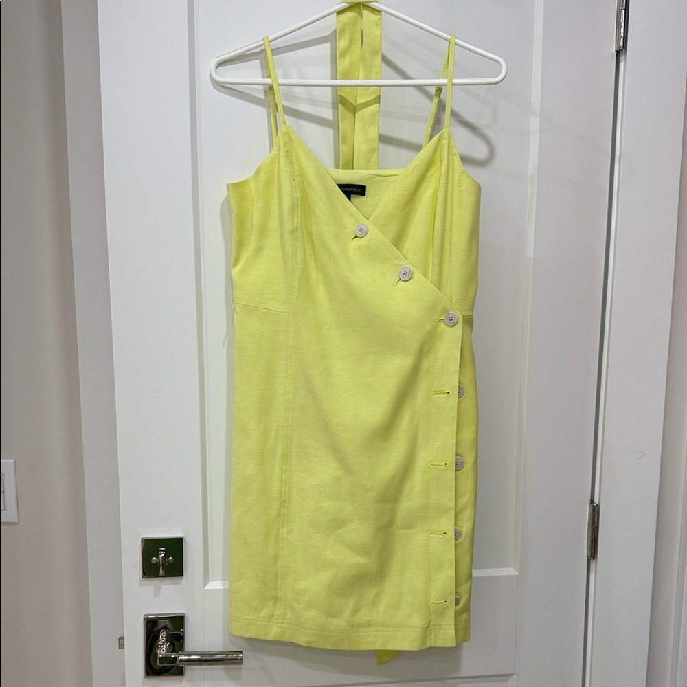 Yellow Button-Down Wrap Dress